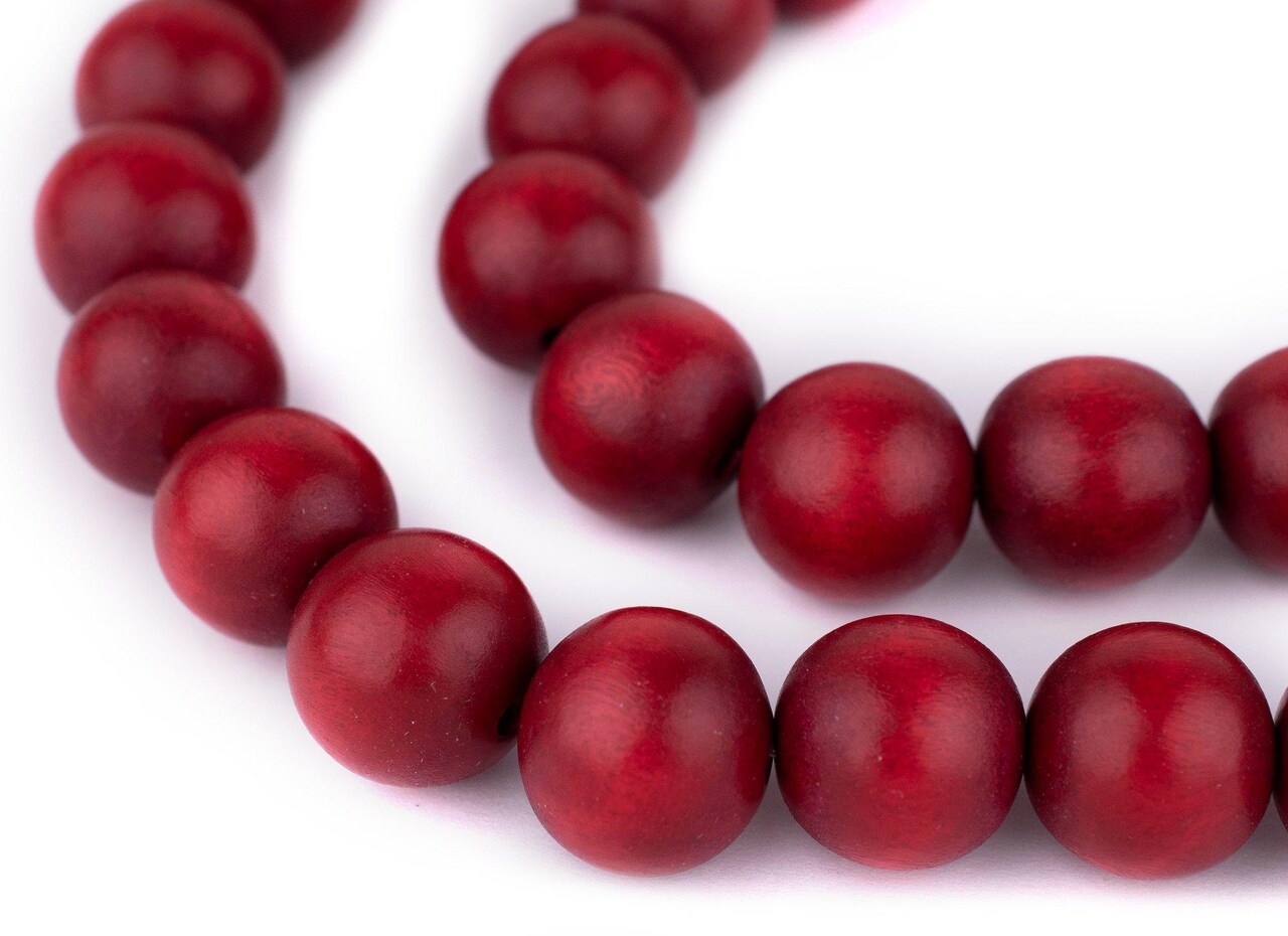 The Bead Chest Natural 18mm Wooden Beads in Red for Jewelry Making – Round Loose Wood Spacer Beads I Approximately 24 Beads